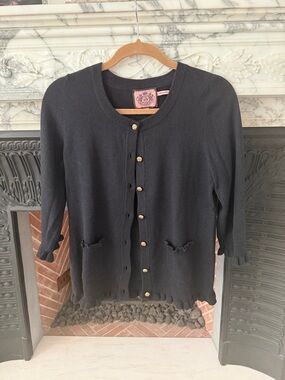 Juicy Couture Black Cardigan with Gold Buttons